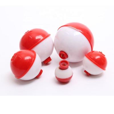 China Plastic Float and Detachable Bobbers Assortment Fishing Push Button Round Red and White Bobber Life Sizes Beacon Fishing Floats for sale