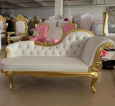 China Beautiful design customization event wedding reception luxury gold frame and PU wedding sofa for sale