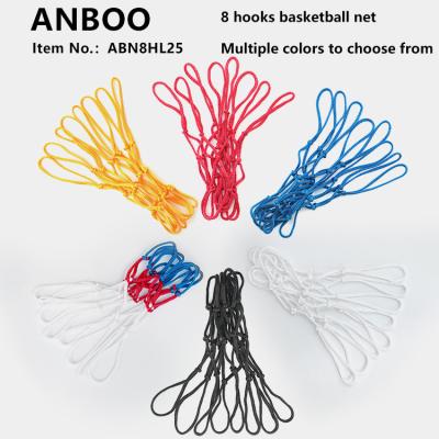 China Sports Equipment Heavy Duty Thick Nylon 8 Hooks All Weather Basketball Net For Indoor Outdoor Basketball Hoop AN-BN8HL25 for sale