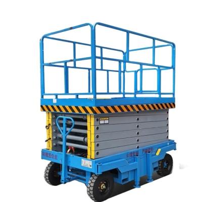 China Food & Beverage Factory Self walking scissor fork lifting platform with hydraulic and electric wheels, practical and more stable, with supporting legs for sale