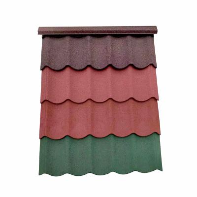 China 0.4mm Roofing Material Bond Tile Colorful Stone Coated Steel Roof Tile for sale