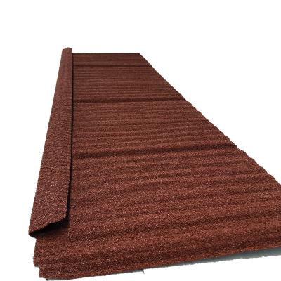 China Interlocking  Classic Plain Roof Tile wood coloured Stone Coated Steel Roof Tile for sale