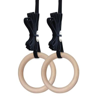 China Body Slimming Wooden DR Nylon Strap Cross Fitness Training Gymnastic Rings for sale