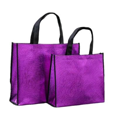 China Reusable Shiny Recyclable Grocery Bag Nonwoven Tote Bag With Handle Foldable Gift Bag For Birthday Party for sale