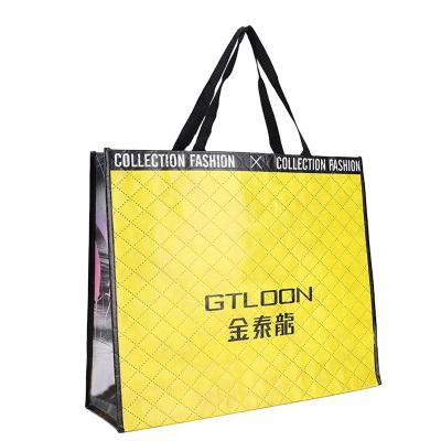 China Recyclable promotional pp coated custom printed eco tnt recycled grocery to handle non woven bag for sale