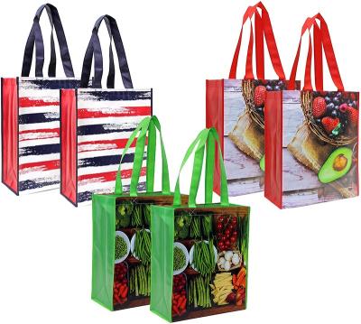 China Custom Laminated PP Polypropylene Folding Nonwoven Bag With PP Webbing Handle for sale