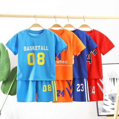 China Factory Wholesale Cheap Print Children's Breathable Basketball Suit Shorts Loose Short Sleeve Shorts Suit for sale