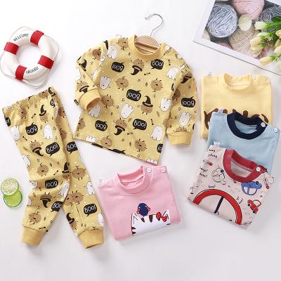 China Factory direct sale cheap spring breathable autumn for sale 100% cotton multi-color printing children's pajamas set clothes for sale