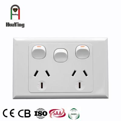 China Residential / General Purpose Dual Gang 3 Pin Dual Switch 2 Wall Point Power Socket Outlet for sale