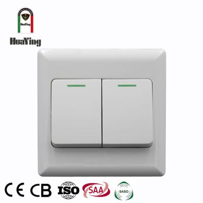 China PC One Two 86*86mm ABS Plastic Plastic Copper White Copper / PC Dual 2 Way Gang Switch for sale