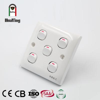 China ABS/PC Plastic CE 10A 250V US American Standard Wall 5 Strip 1 2 Way Lamp Switch Cover for sale