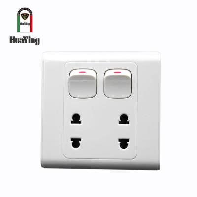 China 10A 220V Modern Home 2 Switch With 2 Pin 2 Strip Outlet Electrical Socket for sale