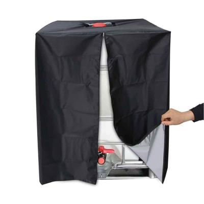 China Oxford 1000L Outdoor IBC Water Tank Cover 275 Gallon Waterproof And Dustproof Rain Barrel 420D/210D Oxford Fabric Cover for sale