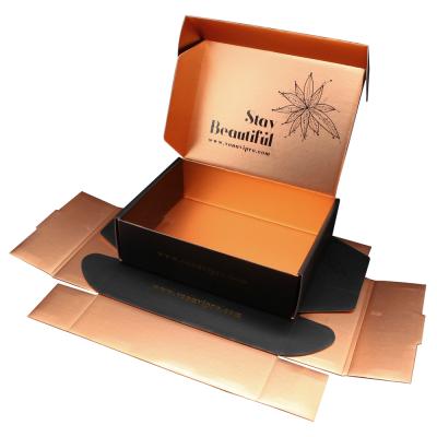 China Recyclable Corrugated Black Mailing Box Packaging Custom Cosmetic Mailing Box for sale