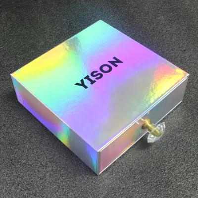 China Handmade Cusrom Logo Printing Paper Match Box Packaging Holographic Slide Drawer Box With Handle for sale