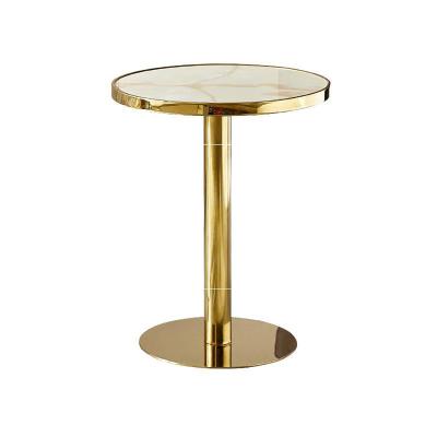 China Modern Stainless Steel (Other) Adjustable Black Wood Effect Marble Glass Table Round Center End Side Marble Top Coffee Table for sale