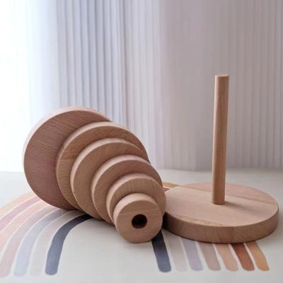 China Construction Toy Wood Stacking Ring Tower Blocks Wooden Kids First Toy Baby Stacking Game Nice Educational Montessori Gift for sale