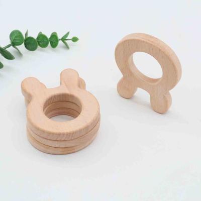 China Beech Wooden Baby Teether Beech Rabbit Teether Wooden Animal Accessories Teether DIY Teething Toys Baby Rabbit Toy for sale