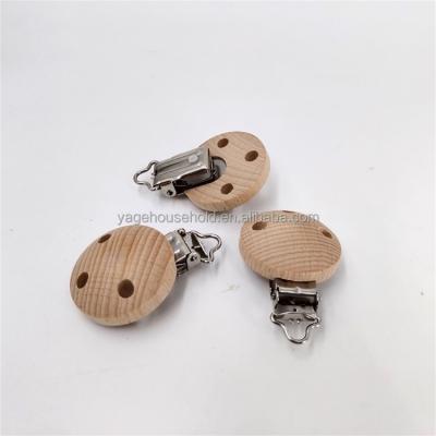 China 35mm Wooden Natural Beech Pacifier Clip Baby Wooden Pacifier Clips DIY Pacifier Chain Nursing Accessory for sale