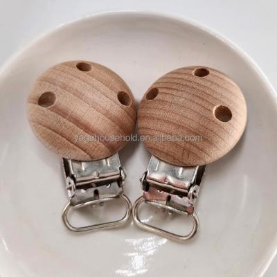 China 29mm Natural Beech Wood Pacifier Clip Baby Wooden Pacifier Clips Pacifier Chain DIY Nursing Line Accessory 16mm Tail Width for sale