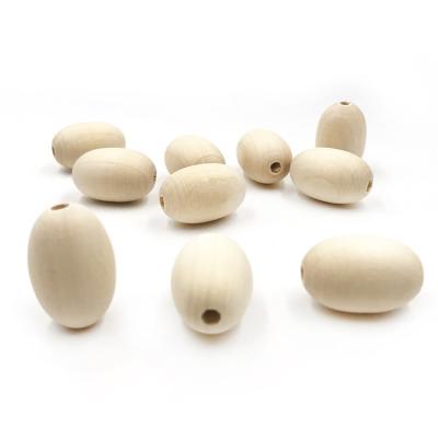 China 30x20mm Wooden Oval Beads Pacifier Chain Natural Wood Beads Custom Made Wooden Loose Beads for sale