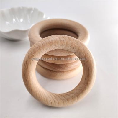 China Beech Wood 70x12mm Ring Natural Round Wooden Baby Teething Ring Circle DIY Necklace Ring for sale