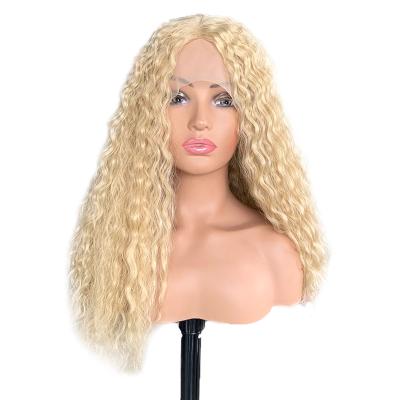 China 13*4*1 T Deep Wave Part Wigs Synthetic Lace Front Hair Wig For Women Middle Part Synthetic Lace Hair Wigs All Colors for sale