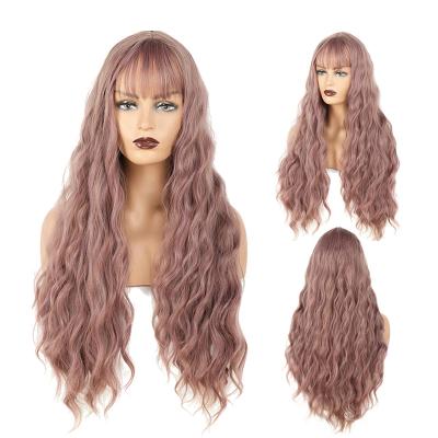 China Deep Wavy Black Blonde Medium Part Wigs Ombre Wave Cosplay Synthetic Wigs With Bangs For Women Long Hair Wigs for sale