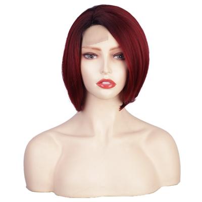 China Body Wave 10 Inch Cheap Woman Short BoB Wigs Ombre Heat Resistant Full Synthetic Hair Wig With Lace Front Hair Extension Wigs for sale