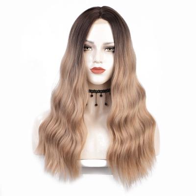 China Wave 18 Inch Wave Hair Extension Wigs Ombre Heat Resistant Cheap Full Woman Synthetic Hair Wig With Lace Front for sale