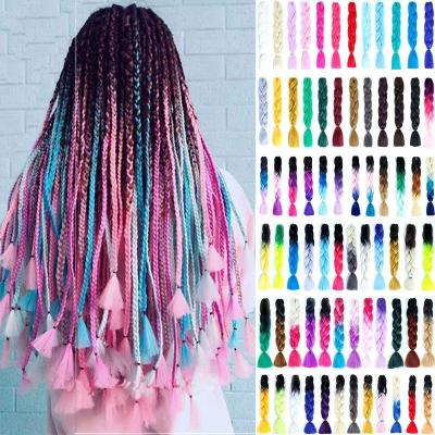 China Hot Sale Colored Braiding Hair Factory Braiding Hair For Box Crochet Braids Hair 3x Pressure 3x Synthetic Braiding Hair Extensions 24