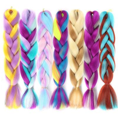 China High quality high temperature synthetic ombre hair extension fiber raw material braiding elephant braid synthetic braiding hair for sale