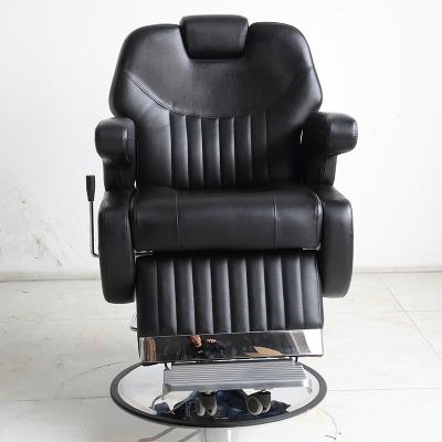 China Factory Wholesale Black Traditional Barber Chair Big Chair Reversible Back Design Stainless Steel Base Suitable For Barber Shop for sale