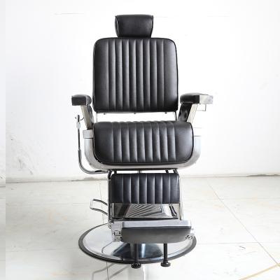 China Traditional Hot Selling Stainless Steel Base Big Pump Classic Black Inverted Back Lounge Barber Chair For Barber Shop for sale