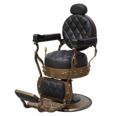 China Modern best-selling stainless steel base aluminum alloy gold-plated barber chair retro inverted back barber shop special wholesale for sale