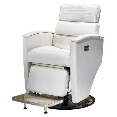 China Traditional Classic Hot - Selling PU Electric Chair Hair Salon Equipment White Leather Beauty Salon Furniture For Haircut Salon for sale