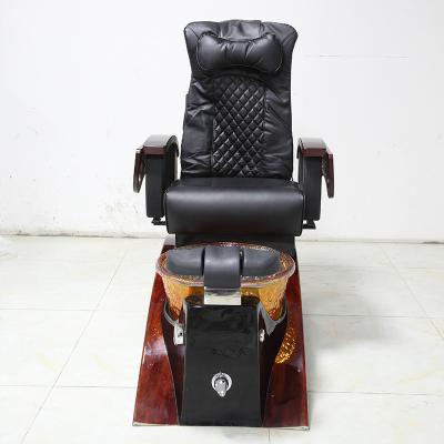 China European Black Electric Massage Drainage Pump With LED Light Pedicure Chairs Leather Foot Massage Chair PU For Nail Beauty Salon for sale