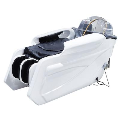 China Traditional luxury modern soft electric multifunctional beauty hairdressing shampoo bed with ceramic bowl sink for barber shop for sale