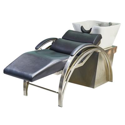 China Traditional modern high quality stainless steel metal electric massage shampoo chair bed and basin for hair salon for sale