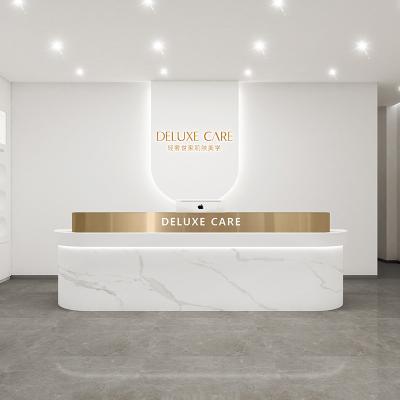 China (Size) Heyi Adjustable High Quality Stainless Steel Marble Gold Plated Commercial Reception Can Be Customized LOGO for sale