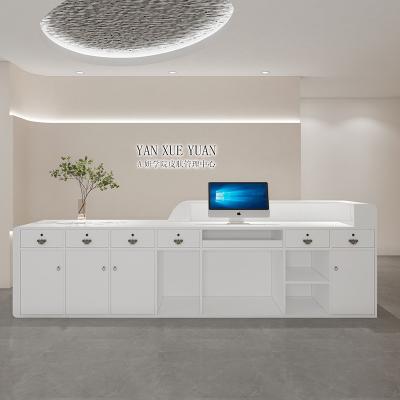 China Adjustable (Height) Customized Fashion Modern Design Long Reception Desk Reception Counter for sale