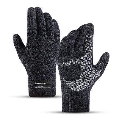 China Outdoor Recycling Autumn And Winter Touch Screen Non-slip Windproof Warmth Thickened Plus Velvet Warm Gloves for sale