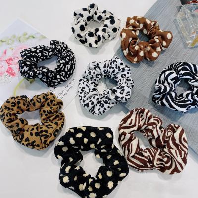 China Simple Korean French Rope Hair Ring Retro Rubber Band Female Hair Printing Hair Accessories Leopard Hair Ring for sale