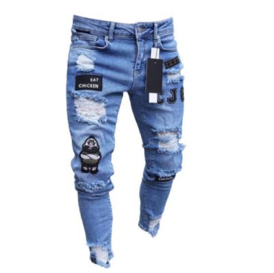 China New Arrival QUICK DRY Destroyed Ripped Biker Jeans Slim Skinny Ripped Denim High Quality Pants Mens Jeans for sale