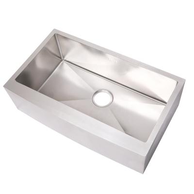 China Without Faucet Prefab Home Grade Large Apron One Bowl Front Stainless Steel Kitchen Sink With Faucets for sale