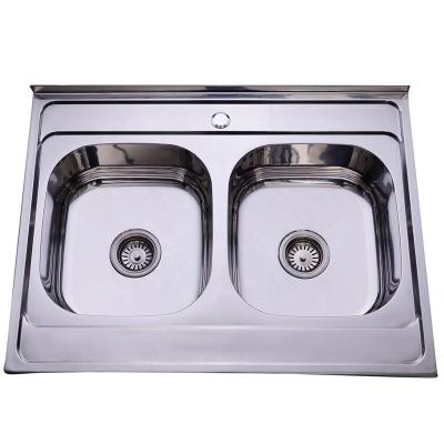 China Without Faucet Estonia Hot Selling Top Mount Kitchen Sink Double Bowl Sinks 80/60 Stainless Steel for sale