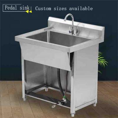 China With faucet STAINLESS STEEL HAND SINK WITH FOOT OPERATED VALVE for sale