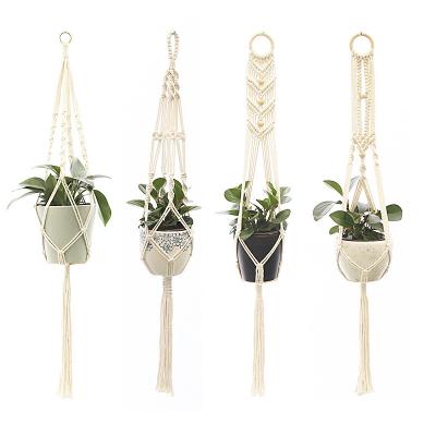 China Handmade Macrame Plant Hangers, Hanging Planters for Outdoor and Indoor Handmade Cotton Set Pot for Indoor Plant Hangers Wall Hanging Plant for sale