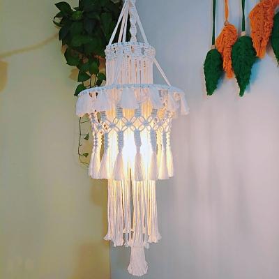 China Macrame Boho Bohemian Lampshade Hanging Dorm Light Modern Room Hanging Nursery Bedroom Office Blanket Bohemian Home Decor for sale