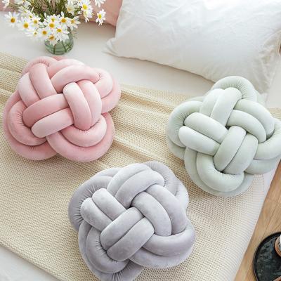 China Soft Ball Textiles Soft Pillow Home Decor Around Knotted Pillows, Handmade Plush Floor Cushions For Bedroom Sofa Couch Valentines Day for sale